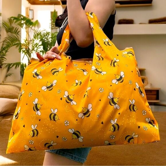 Bee Nylon Shopping Tote Large Capacity Folding Bag - Picture 2 of 5